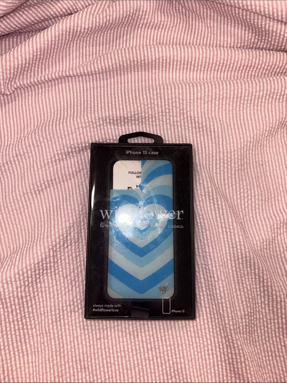 Wildflowers Blue Chevron Heart iPhone 13 Case